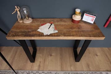 Design consoletafel IRON CRAFT 115cm mangohout ijzeren, Huis en Inrichting, Tafels | Sidetables, Ophalen of Verzenden, Nieuw