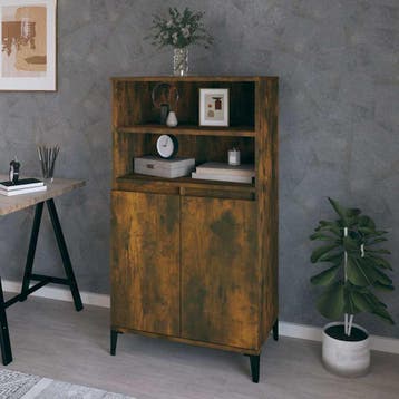 vidaXL buffetkast Gerookt eiken 60 x 36 x 110 cm Bewerkt, Huis en Inrichting, Verzenden, 100 tot 150 cm, Nieuw, 50 tot 100 cm