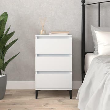 vidaXL Nachtkastje 40x35x70 cm bewerkt hout wit, Huis en Inrichting, Slaapkamer | Nachtkastjes, Minder dan 45 cm, Verzenden, Nieuw