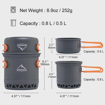Widesea Camping Kookset 1.3L/2.3L Outdoor Potten & Pannen Se, Verzenden, Nieuw