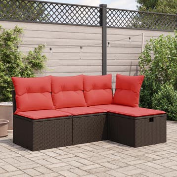 vidaXL Tuinkruk met kussen 55x55x37 cm poly rattan bruin, Verzenden, Nieuw, Rotan