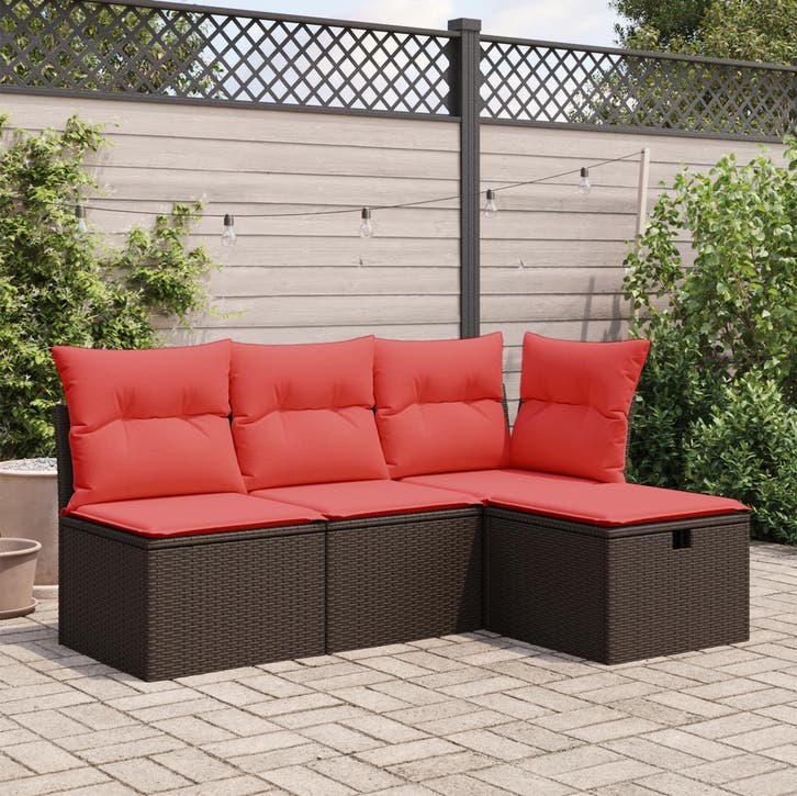 vidaXL Tuinkruk met kussen 55x55x37 cm poly rattan bruin, Tuin en Terras, Tuinsets en Loungesets, Nieuw, Rotan, Verzenden