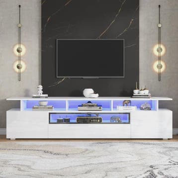 Stijlvolle TV Meubel 180cm Hoogglans Wit met LED Verlichting, Huis en Inrichting, Verzenden, Nieuw