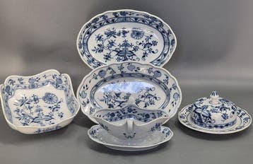 Porzellan Servierset Zwiebelmuster Ernst Teichert Meissen -