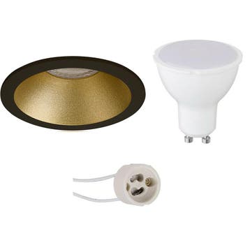 GU10 Inbouwspot Set - Mat Zwart/Goud - Inbouw Rond -, Ophalen of Verzenden, Nieuw, Overige fittingen, Plafondspot of Wandspot