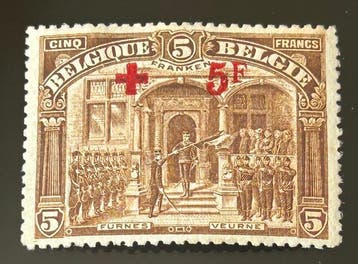 België 1918 - Rode Kruis met rode opdruk : de tweede, Postzegels en Munten, Postzegels | Europa | België, Gestempeld