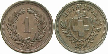 1 Rappen 1891 B Schweiz-eidgenossenschaft, Verzenden