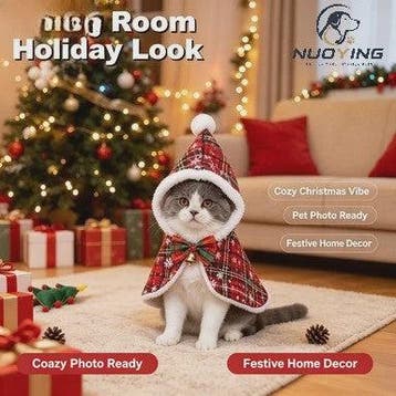 Feestelijke Kerst Cape voor Hond en Kat met Strik en Belletj, Verzenden, Nieuw