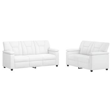 vidaXL Bankstel 2 pcs Wit Kunstleer, Huis en Inrichting, Verzenden, Nieuw, Leer, 150 tot 200 cm