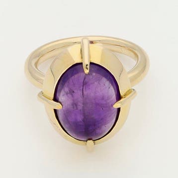 Ring - 14 karaat Geel goud - Amethist, Sieraden, Tassen en Uiterlijk, Nieuw