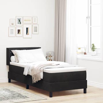 vidaXL Boxspringbed met hoofdeinde Zwart 200 x 80 cm Fluweel, Verzenden, Nieuw, Zwart, Stof