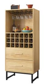 Wijnkast 18 Vakken met Glashouder en Lades – Metalen Poten, Verzenden, Nieuw