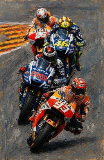 Alberto Ricardo - XL - Póker de Leyendas: Rossi, Márquez,, Nieuw