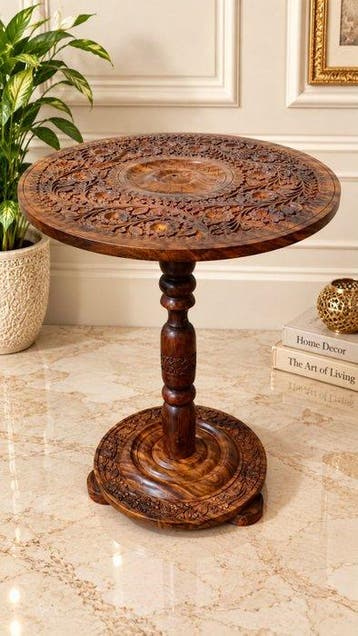 WoodLand - Antique Hand Carved Rosewood Folding Pedestal
