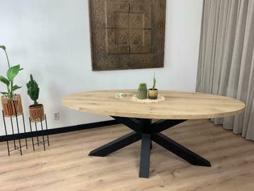 Massief eiken ovale tafel Ovaal ook verjongd MAATWERK, Overige materialen, 50 tot 100 cm, Vijf personen of meer, Ovaal