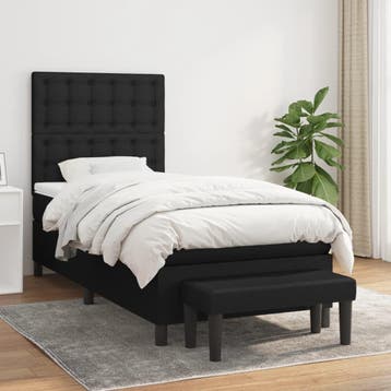 vidaXL Boxspring met matras stof zwart 90x200 cm, 90 cm, Eenpersoons, Verzenden, Zwart