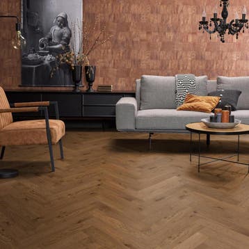 Floorlife Encino Visgraat Eiken Parket - Rustiek Cognac - 14, Doe-het-zelf en Verbouw, Vloerdelen en Plavuizen, Ophalen of Verzenden