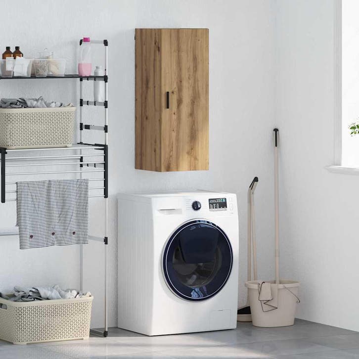 vidaXL Wandkast Artisan Eiken 34,5 x 34 x 90 cm Bewerkt hout, Huis en Inrichting, Kasten | Buffetkasten, Nieuw, Minder dan 50 cm