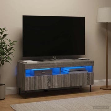 vidaXL LED tv-meubel ZWOLLE 100 x 35 x 43 cm Grijs Sonoma, Minder dan 50 cm, Verzenden, Nieuw, Minder dan 100 cm