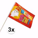 3x Feest zwaaivlag Welkom Sint 30 x 45 cm - Sinterklaas ve.., Ophalen of Verzenden, Nieuw