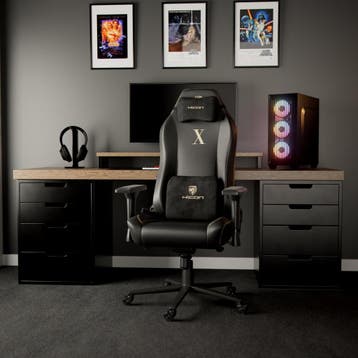 DELuxe Gaming Stoel- Gaming Chair –Bureaustoel-Zwart-150 kg, Ophalen, Zwart, Nieuw, Ergonomisch