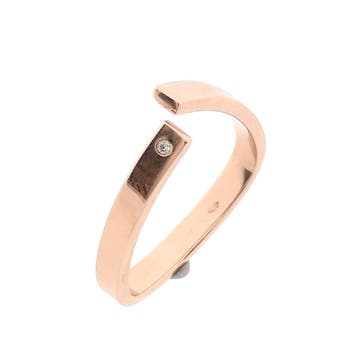Jeunesse roségouden ring met diamant; 0,01 ct., Gebruikt, Ophalen of Verzenden, Kleiner dan 17, Met edelsteen