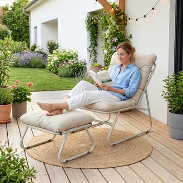 Tuinset Malmö 2-delig loungestoel met voetenbank tuinmeubels, Tuin en Terras, Verzenden, Nieuw