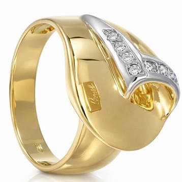 Recarlo - Ring - 18 karaat Witgoud, Geel goud - 0.11ct. tw., Sieraden, Tassen en Uiterlijk, Nieuw