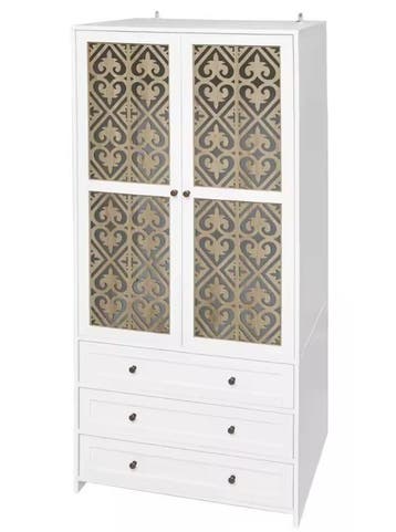 Boho Witte Opbergkast met Rotan en 3 Lades – 80x48x180 cm, Verzenden, Nieuw