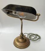 Bureaulamp - Gegoten messing - Bankiers /Pianolamp, Antiek en Kunst