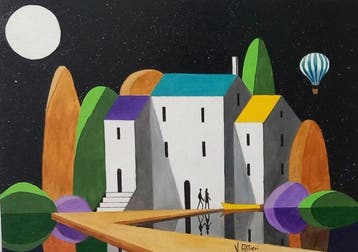 Vittorio Altieri (XX-XXI) - La città riflessa, Antiek en Kunst, Kunst | Schilderijen | Klassiek