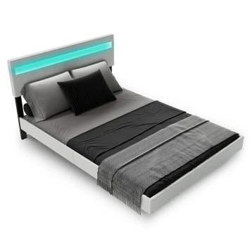 Zwevend Bed Lissabon - 140x200cm - Kunstleer - Incl. LED - W, Verzenden, Nieuw