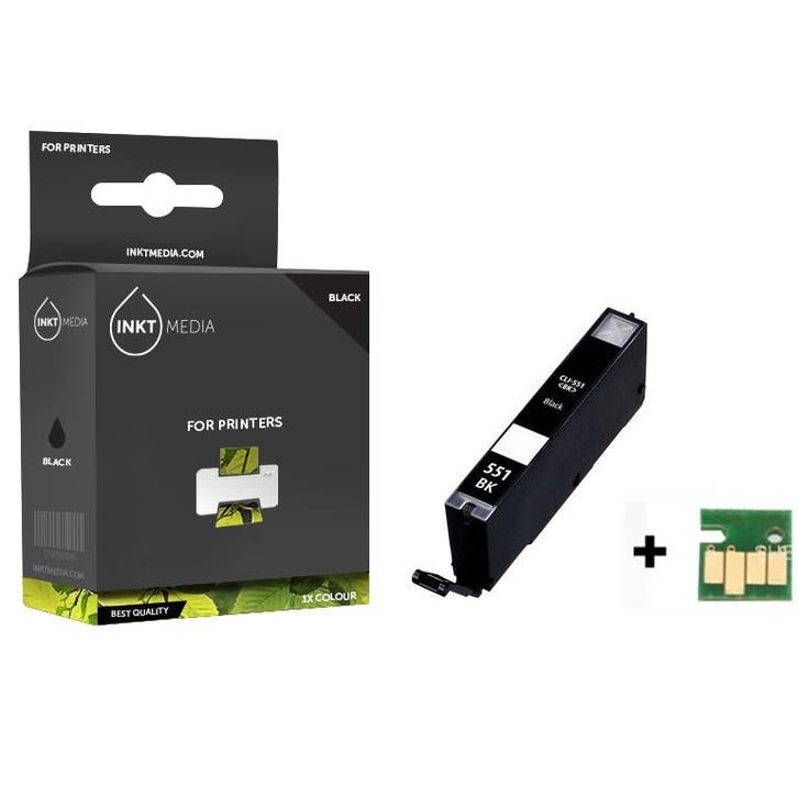 Geschikt Canon CLI-551BK XL inktcartridge Zwart MET CHIP, Computers en Software, Printerbenodigdheden, Cartridge, Nieuw