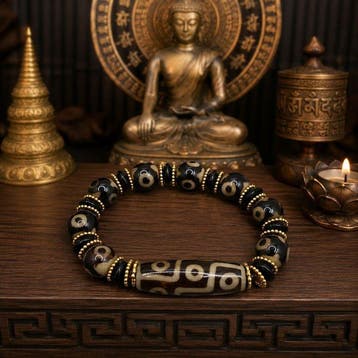 Exclusieve Tibetaanse armband met Dzi van 9 ogen - Ultieme