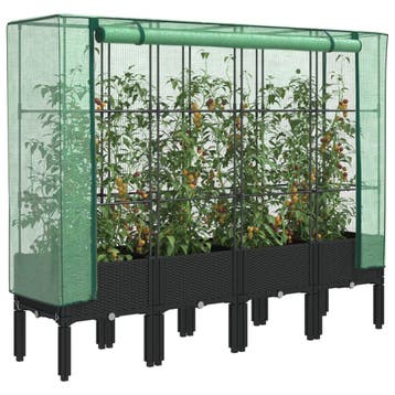 vidaXL Plantenbak verhoogd met kashoes 160x40x140 cm, Verzenden, Nieuw, Kunststof