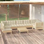 vidaXL 8-delige Loungeset met crèmekleurige kussens, Tuin en Terras, Tuinsets en Loungesets, Verzenden, Nieuw, 8 zitplaatsen, Loungeset