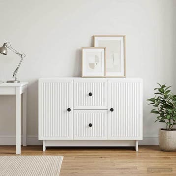 vidaXL Dressoir Wit 89 x 34,5 x 60 cm Bewerkt hout, Verzenden, Nieuw, Overige houtsoorten, Minder dan 50 cm