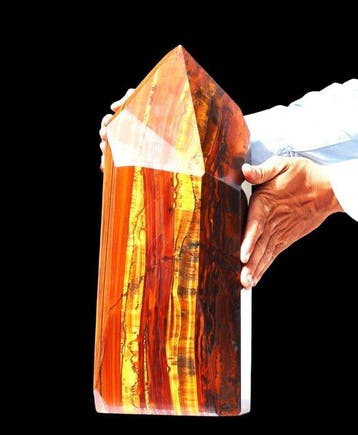 Grote 17,2 kg Gouden Tijgeroog - Gefacetteerde Obelisktoren
