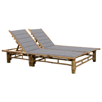vidaXL Ligbed 2-persoons met kussens bamboe, Tuin en Terras, Verzenden, Nieuw