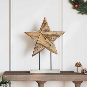 vidaXL Kerstster LEDs Bruin 43,5 x 13,5 x 59 cm Massief, Verzenden, Nieuw