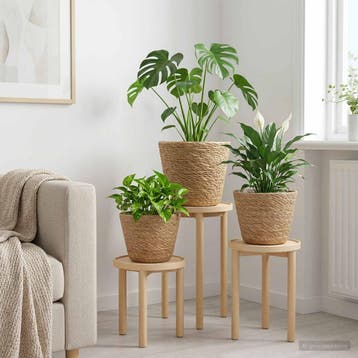 vidaXL 3 st Naturel Ø26 x 19 cm 100% Zeegras, Verzenden, Nieuw, Minder dan 30 cm