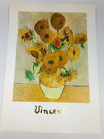 poster vincent zonnebloemen 50x70, Ophalen of Verzenden, Nieuw