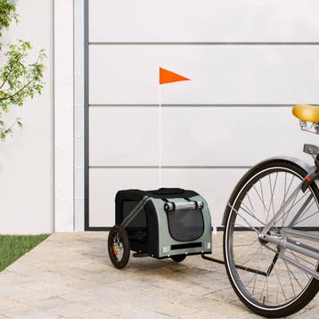 vidaXL Hondenfietstrailer oxford stof en ijzer grijs en, Dieren en Toebehoren, Verzenden, Nieuw