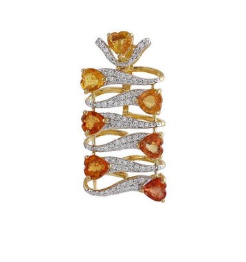 Hanger - 18 karaat Geel goud - 2.51ct. tw. Saffier - Diamant