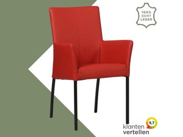 Leren eetkamerstoel Comfort met armleuning - Toledo Ducati, Nieuw, Leer, Ophalen of Verzenden, Rood