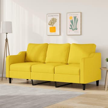 vidaXL Driezitsbank 180 cm stof lichtgeel, Huis en Inrichting, Verzenden, Minder dan 150 cm, Stof, Driepersoons