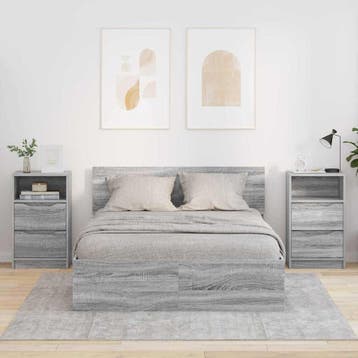 vidaXL Nachtkastjes 2 pcs Grijs Sonoma 40 x 30 x 467 cm, Minder dan 45 cm, Verzenden, Nieuw, 55 tot 70 cm