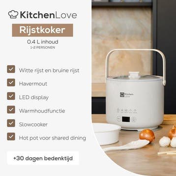 2dekans | KitchenLove Rijstkoker - 0.4L - Multicooker - Rice, Huis en Inrichting, Ophalen of Verzenden, Zo goed als nieuw