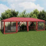 vidaXL Partytent met 12 mesh zijwanden 8x4 m HDPE rood, Verzenden, Nieuw, Partytent