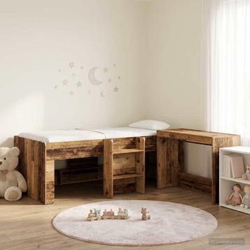 vidaXL Bedframe met Bureau 2 st Oud hout Bewerkt hout, Huis en Inrichting, Slaapkamer | Bedden, Verzenden, Nieuw, Bruin, Hout